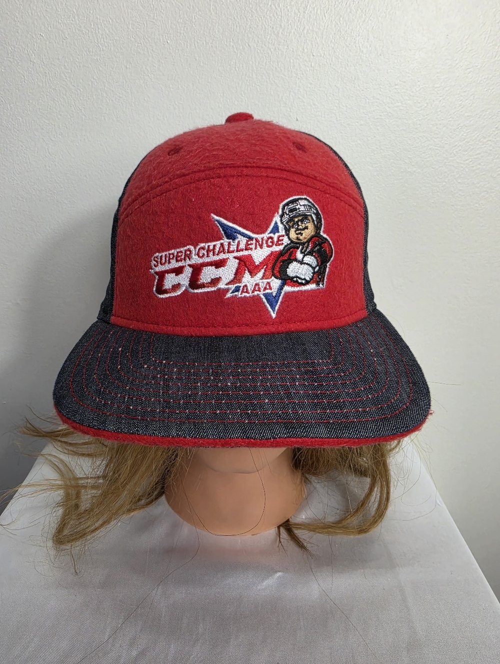 CCM Super Challenge Red & Black Hockey Snapback Hat
